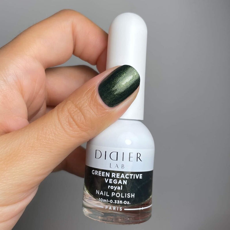 Green reactive, vegan nail polish "Didier Lab", royal, 10ml