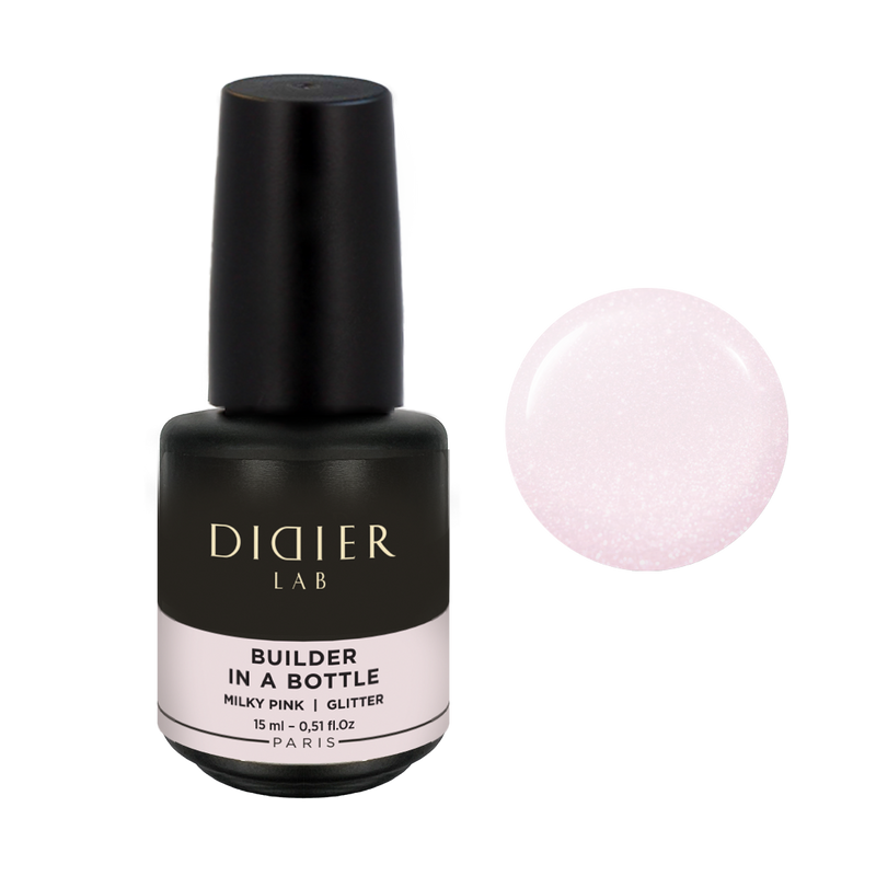 Builder Gel in a bottle "Didier Lab" Milky Pink Glitter, 15ml