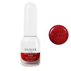 Green reactive, vegan nail polish "Didier Lab", heart beat coral, 10ml