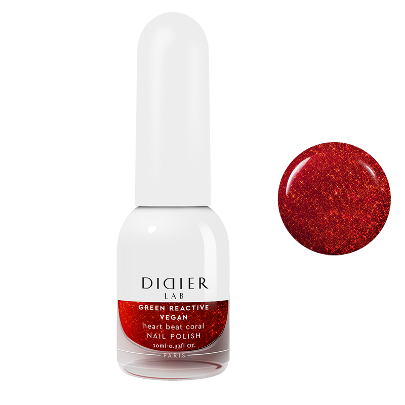 Green reactive, vegan nail polish "Didier Lab", heart beat coral, 10ml